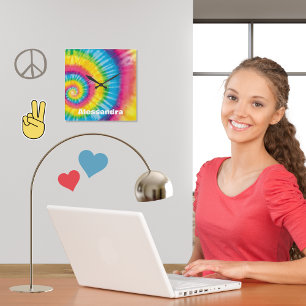 Personlig Rainbow Tie- Dye 60s Hippie Vibe Fyrkantig Klocka