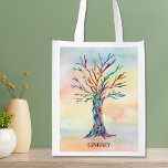Personlig Rainbow Träd Återanvändbar Påse<br><div class="desc">Dessa återanvändbara Grocery Bags dekoreras med en mosaikfamilj träd i regnbågens färg på en vattenfärgad bakgrund. Enkelt klistomizable med ditt namn. Använda alternativet Anpassa ytterligare om du vill ändra texten storlekt, stil eller färg om du vill. Eftersom vi skapar vår egen teckning kommer du inte att hitta just den här...</div>