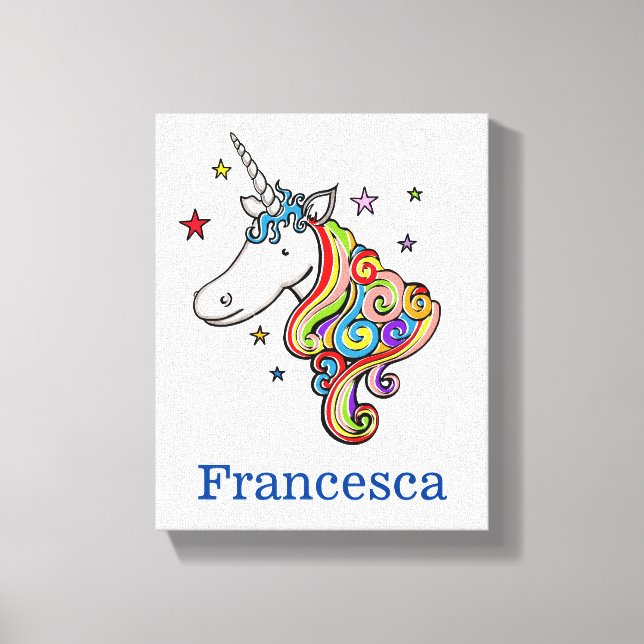 Personlig Rainbow Unicorn Canvastryck (Framsida)