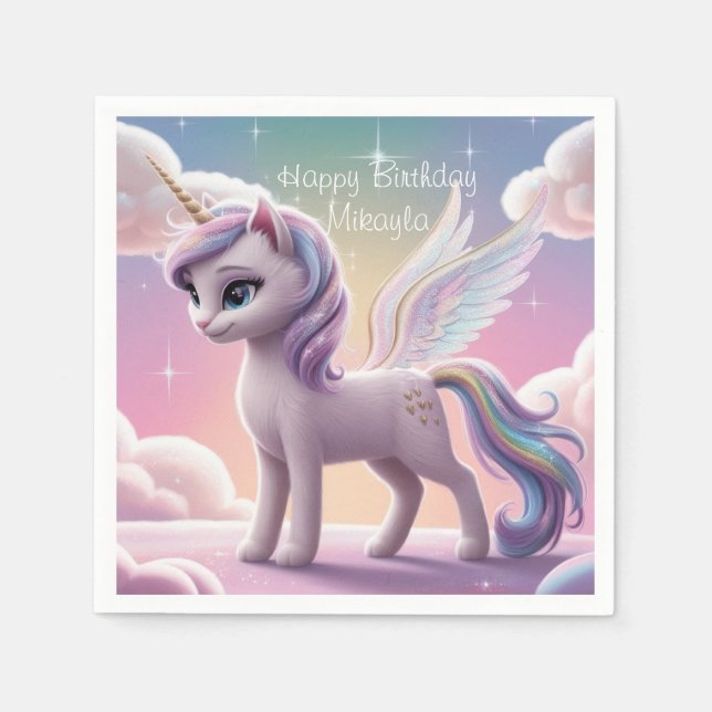 Personlig Rainbow Unicorn Cat Pappersservett (Framsidan)