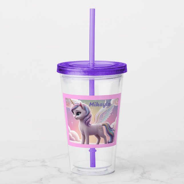 Personlig Rainbow Unicorn Cat Take Away Mugg (Framsida)