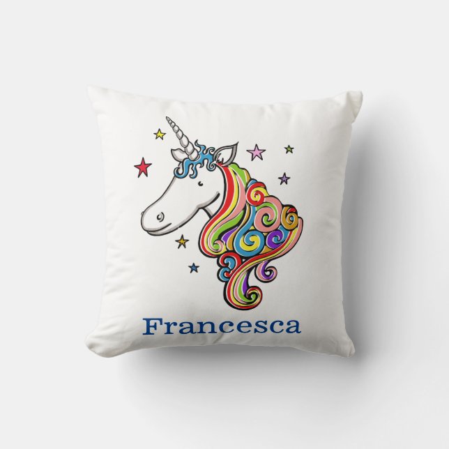 Personlig Rainbow Unicorn Cushion Kudde (Framsida)
