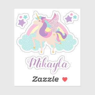 Personlig Rainbow Unicorn Cute Colorful Klistermärken