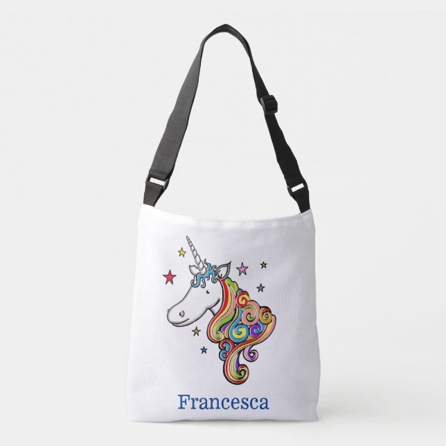 Personlig Rainbow Unicorn Heart Tote Bag Axelväska (Framsida)