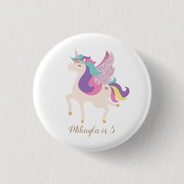 Personlig Rainbow Unicorn Simple Cute Knapp (Framsida)