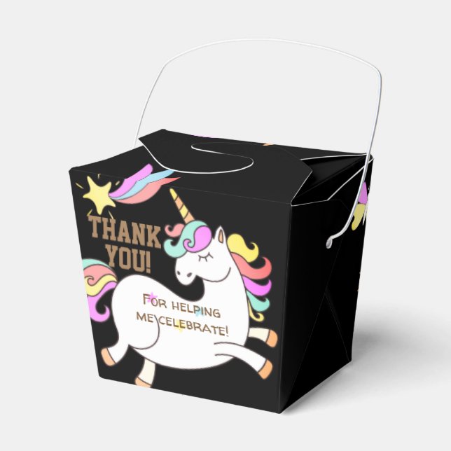 Personlig Rainbow Unicorn Tack Party Presentaskar (Framsidan Sidan)