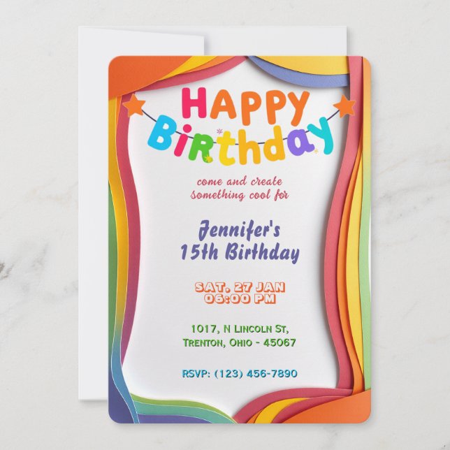 Personlig Rainbow Vinkar Birthday Card Inbjudningar (Framsida)