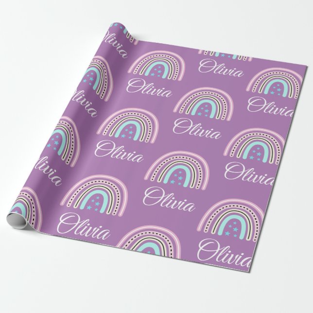 Personlig Rainbow Wrapping Papper Lakan Presentpapper (Utrullad)