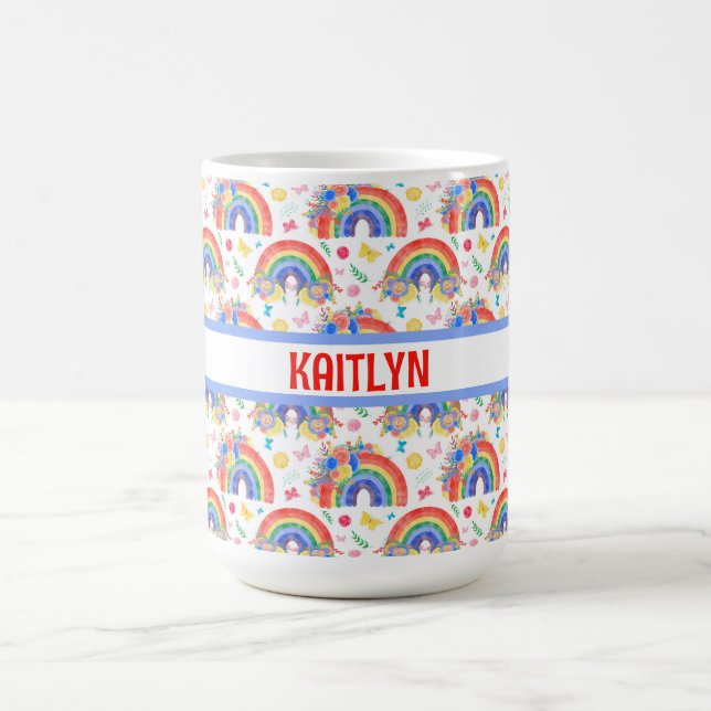 Personlig Rainbows and Flowers Kaffemugg (Center)