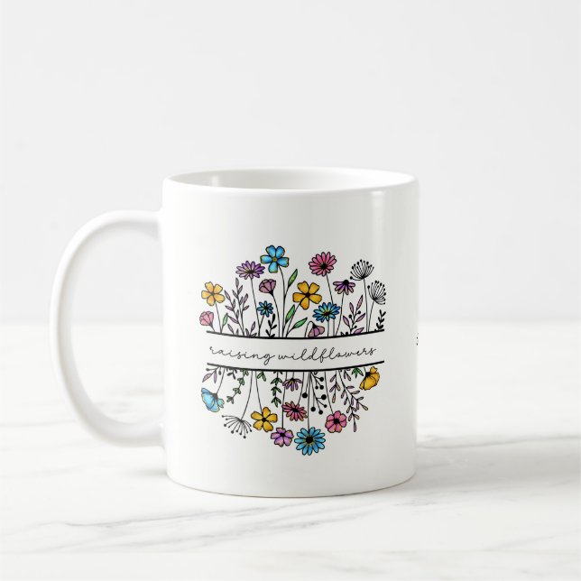Personlig Raising Wildblommor Blommigt Mamma/Mor Kaffemugg (Vänster)