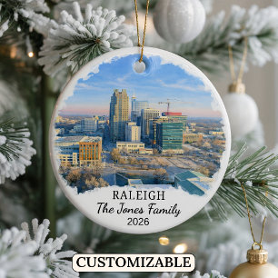 Personlig Raleigh-ornament, North Carolina Julgransprydnad Keramik