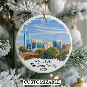 Personlig Raleigh-ornament, North Carolina Julgransprydnad Keramik
