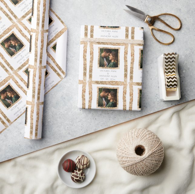 Personlig ram av falskt guld rustik elegans presentpapper (Hantverk)