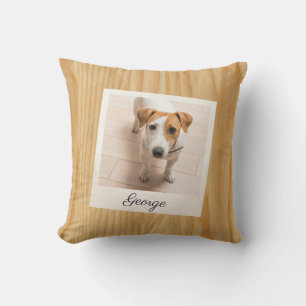 Personlig ram för husdjursfoto i rustik trä kudde