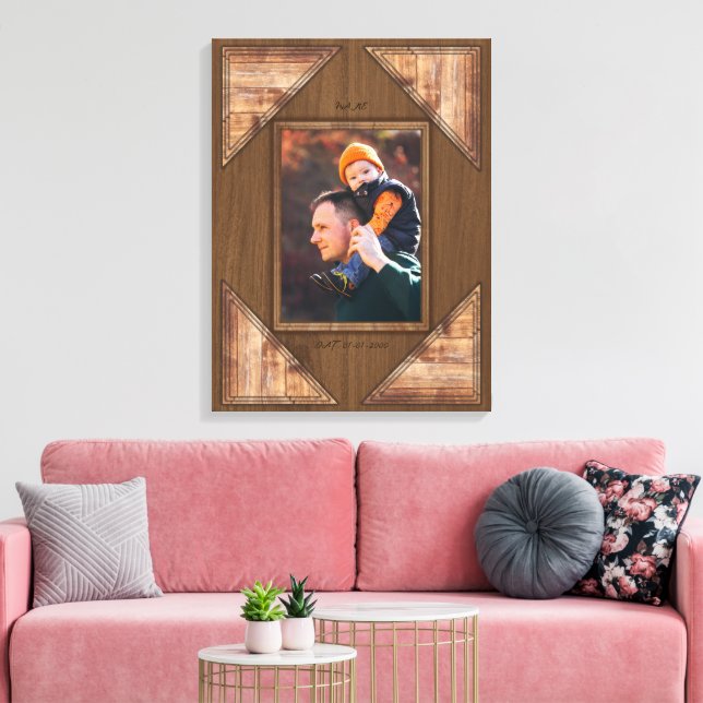 Personlig ram med 3D rustik trämönster Canvastryck (Insitu (Vardagsrum))