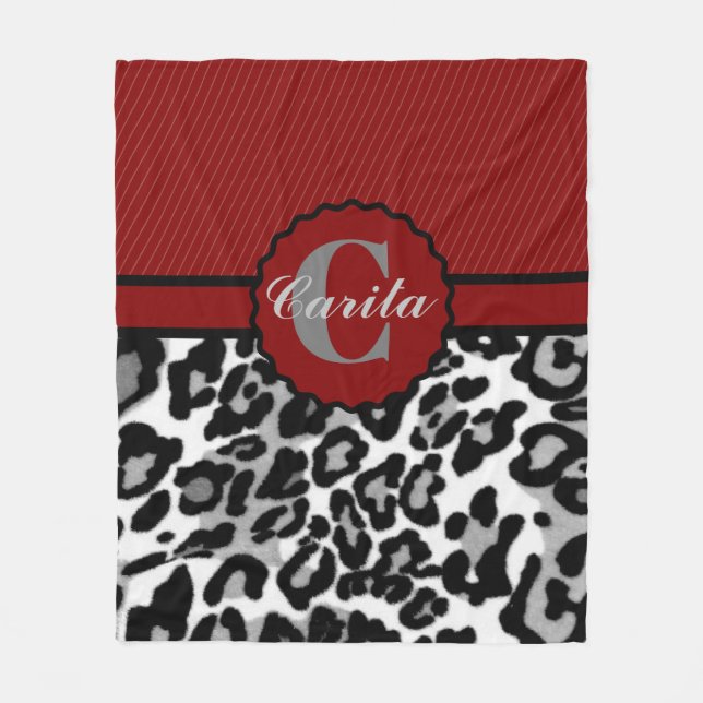 Personlig Rand & Leopard Fleece Blanket (Framsidan)