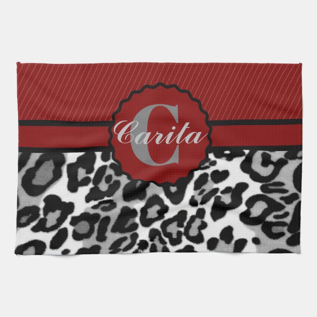Personlig Rand & Leopard Kitchen Towels Kökshandduk (Horisontell)