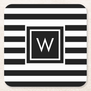 Personlig randig monogram underlägg papper kvadrat