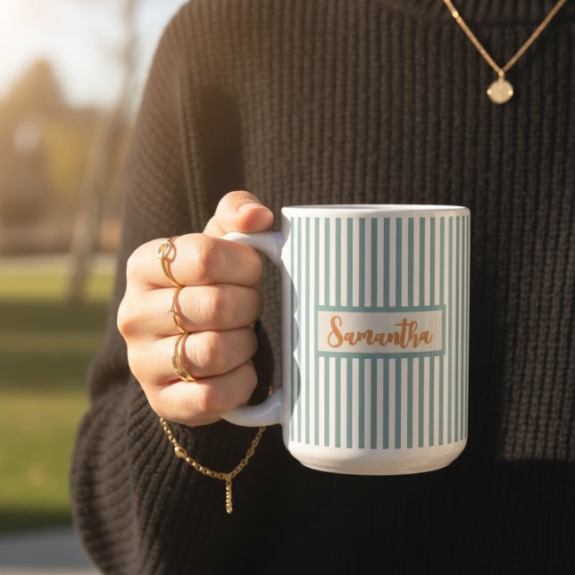 Personlig randig mugg present till tonåringar och  (Classic Striped Coffee Mug – Custom Mug for Birthday, Father’s Day, Mother's Day or Graduation Gift)