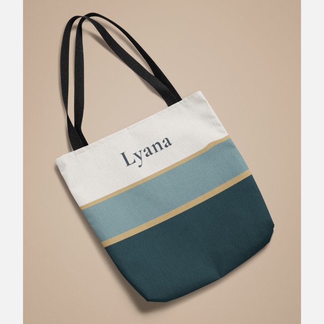 Personlig randig namntaska – Minimal lyx Tygkasse (Skapare uppladdad)