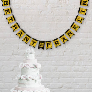 Personlig Random Guld Dot Patten Bröllop Vimplar