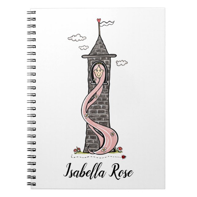 Personlig Rapunzel Princess Light Skin Tone Anteckningsbok (Framsidan)