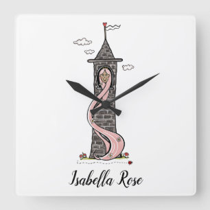 Personlig Rapunzel Princess Medium Skin Tone Fyrkantig Klocka