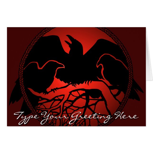 Personlig Raven Cards Coola Kråka Art Cards Hälsningskort (Framsidan Horizontal)