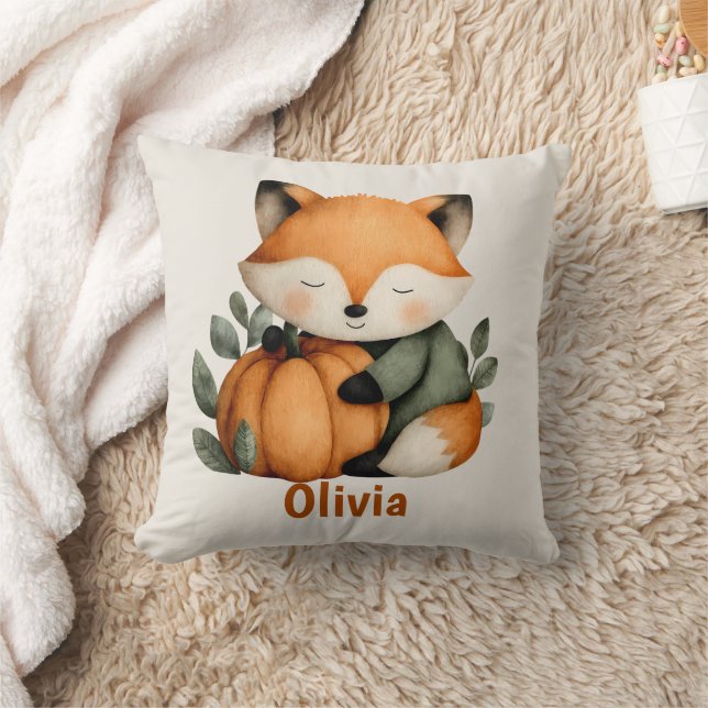Personlig Rävpumpa Halloween-design Kudde (Filt)
