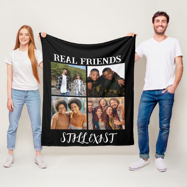 Personlig "Real Friends still Exist" - fototemp Fleecefilt (På plats)