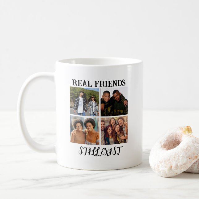 Personlig "Real Friends still Exist" - fototemp Kaffemugg (Med munk)