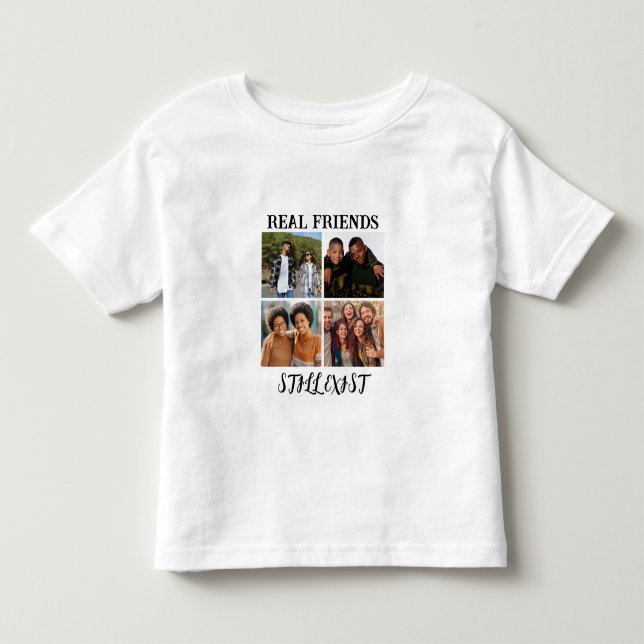 Personlig "Real Friends still Exist" - fototemp T Shirt (Framsida)