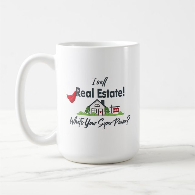 Personlig Realtor Superkraft Fastighetsmugg Kaffemugg (Vänster)