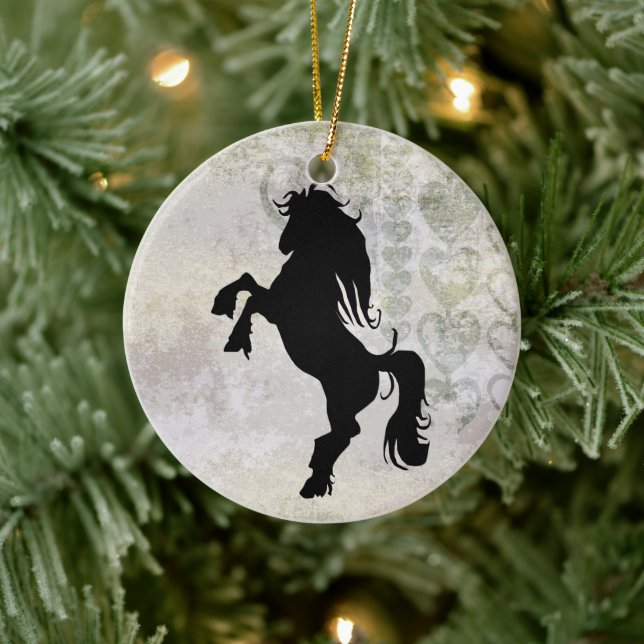 Personlig Rearing Silhouette Horse Ornament (Träd)