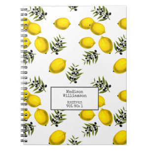 Personlig Recipes Lemon och Olive Mönster Anteckningsbok