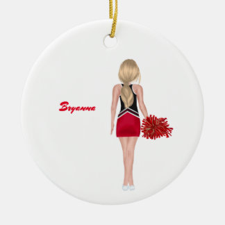 Personlig Red and Black School CheerLeader Julgransprydnad Keramik