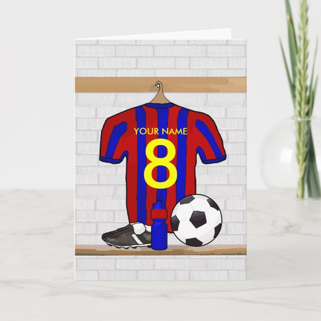 Personlig Red and Blue Football Ocer Jersey Kort (Framsida)