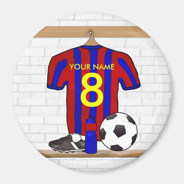 Personlig Red and Blue Football Ocer Jersey Magnet (Framsidan)