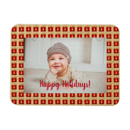 Personlig Red and Guld jul Gift Box Magnet