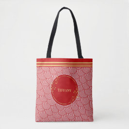 Personlig Red and Guld Tote Bag Tygkasse
