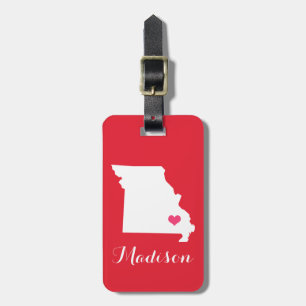 Personlig Red and Rosa Heart Missouri State Bagagebricka