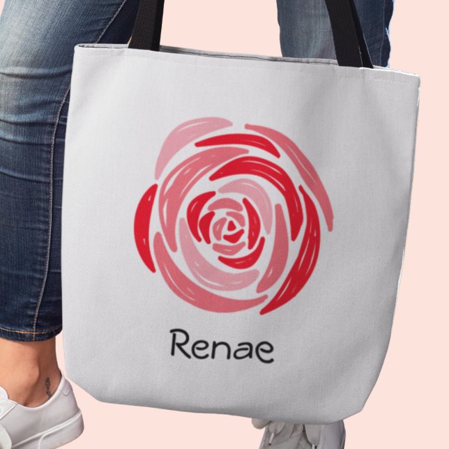 Personlig Red and Rosa ros Tote Bag Tygkasse (Customizable red rose tote bag)