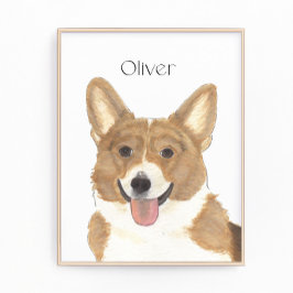 Personlig Red and White Corgi Art Fototryck