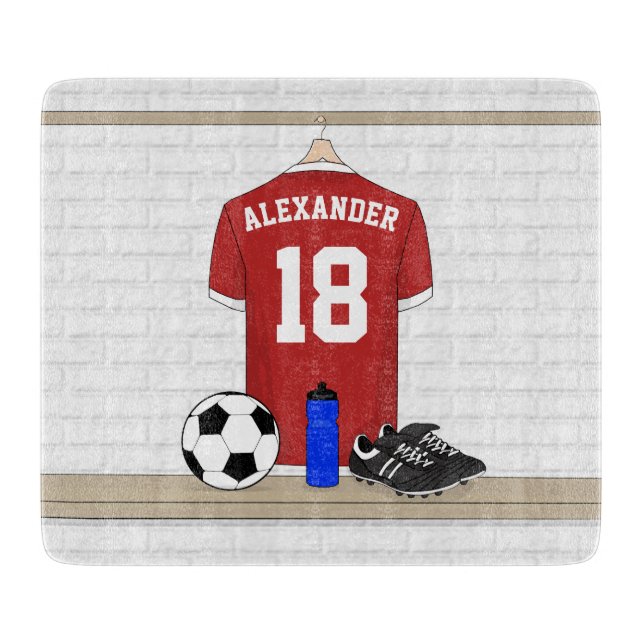 Personlig Red and White Football Ocer Jersey (Framsidan)