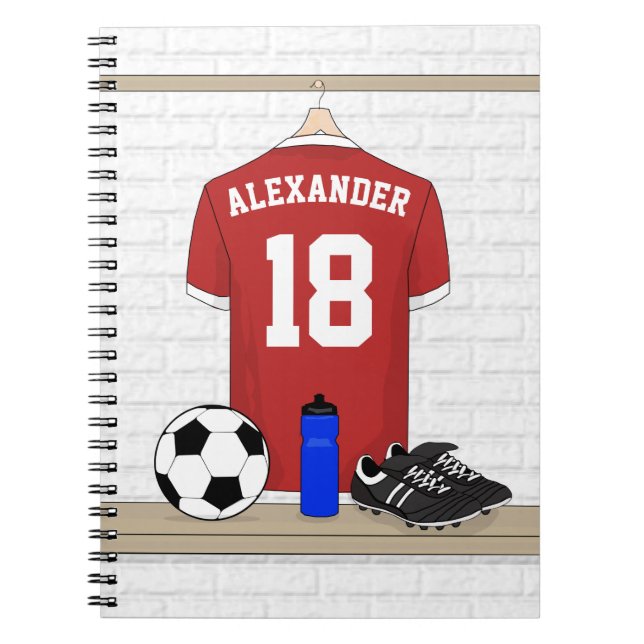Personlig Red and White Football Ocer Jersey Anteckningsbok (Framsidan)
