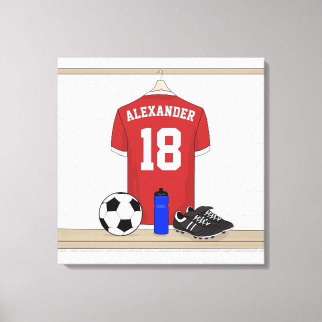 Personlig Red and White Football Ocer Jersey Canvastryck (Framsida)