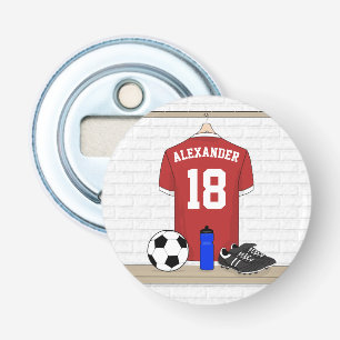 Personlig Red and White Football Ocer Jersey Flasköppnare