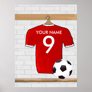 Personlig Red and White Football Ocer Jersey Poster