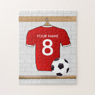 Personlig Red and White Football Ocer Jersey Pussel