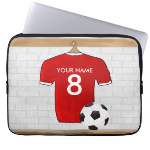 Personlig Red and White Football Soccer Jersey Laptop Fodral